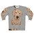 Golden retriever dog portrait on a cozy sweatshirt