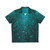 Starry Night Hawaiian Shirt with Teal Galaxy and Geometric Tree Silhouettes