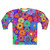 Retro floral hippie sweatshirt with colorful vintage-inspired flower design