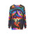 Psychedelic art sweatshirt featuring trippy, colorful design inspired by 1943 Bicycle Day - hanging