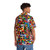 Colorful Hawaiian-style shirt with Polandball country flag globe design - People Back