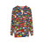 Sweatshirt with designs of flags from countries around the world - hanging