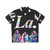 Colorful Hawaiian shirt with "La It's a Sin" design
