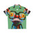 Colorful hipster frog nerd glasses Hawaiian shirt