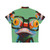 Colorful hipster frog nerd glasses Hawaiian shirt - Back