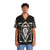 Monochrome hawaiian shirt with digital drawing of ram skull - People Front