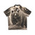 Monochromatic grizzly bear in a Hawaiian shirt