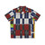 Colorful geomantic art Hawaiian shirt featuring abstract interpretations and numerical symbolism by artist Alfred Jensen