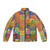 Maria Pryimachenko inspired puffer jacket featuring vibrant Ukrainian folk art design