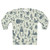Sweatshirt with a pattern of mythical creatures like Bigfoot, Nessie, and dragons in a pastel, nature-inspired design
