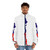 Puffer jacket with a map of Chile and the Chilean flag design - men front