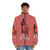 Manute Bol and Muggsy Bogues inspired puffer jacket with basketball art design - men front