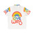 Colorful Hawaiian shirt with "Love Wins" rainbow design