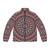 Mandala puffer jacket with colorful, psychedelic pattern