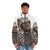 Man wearing cheetah print puffer jacket - men front