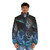 A puffer jacket featuring a cosmic, extraterrestrial design with Lovecraftian tentacles and a psychedelic, galactic pattern. - men front