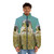 Majestic peregrine falcon puffer jacket with detailed plumage and wing design - men front