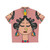 Whimsical diva doll wearing a sophisticated Hawaiian shirt with modern geometric prints in pink, orange, and blue - Back