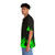 Lime green hawaiian shirt with neon flame design - People Left