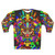 Aztec warrior mask sweatshirt with vibrant rainbow colors