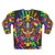 Aztec warrior mask sweatshirt with vibrant rainbow colors - Back