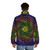 Phish puffer jacket with vibrant and pulsating "More" lyrics and band artwork - men back