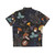 Dark Wild Forest Mushrooms Hawaiian Shirt with Autumn Leaves Nature Pattern - Back