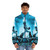 Mega Man x Tron Legacy Retro 80s Puffer Jacket with Iconic Video Game and Movie Characters - men front
