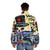 Puffer jacket with vibrant conceptual artwork depicting dogs of war in reggae style - men back