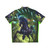 Black unicorn featured on a vibrant Hawaiian shirt - Back