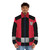 A red puffer jacket inspired by the Lupinranger character from the Japanese superhero TV series - men front
