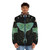 Luna and Forester Botanical Puffer Jacket with moon, luna moth, and forester moth design - men front