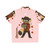 Chibi-style Hawaiian shirt with vibrant tropical pattern