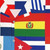Colorful flags of Latin American countries on a Hawaiian-style shirt - Detail