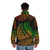Polynesian tribal puffer jacket with vibrant patterns and colors - men back