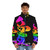 Japanese calligraphy art puffer jacket with love design - men front
