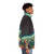 Retro future puffer jacket featuring a romantic space collage design - men side right