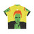 Johnny Rotten wearing a vibrant Hawaiian shirt with punk rock and pop art elements