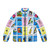 Lotus Puffer Jacket featuring a beautiful lotus blossom design for yoga and meditation enthusiasts