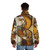Loretto Chapel Staircase Puffer Jacket featuring the iconic spiral staircase - men back