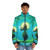 Lord Krishna digital artwork printed on a puffer jacket - men front