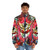 Lord Drakkon Power Rangers inspired puffer jacket with white, green, and red colors - men front