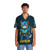 Catocop Futuristic Hawaiian Shirt featuring a crime fighting cat police officer in a sci-fi inspired cartoon design - People Front