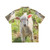 Cute baby lamb wearing a tropical Hawaiian shirt