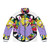 Psychedelic Lizard Queen Puffer Jacket with trippy, 60s-inspired design
