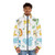 Adorable baby wearing a puffer jacket with an animal print design - men front