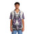 "Castle in the Sky" Hawaiian Shirt featuring a whimsical fantasy landscape with wolves, snow, and a castle - People Front
