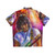 Jeff Beck Inspired Hawaiian Shirt with Guitar and Blues Rock Motif - Back