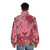 A pink puffer jacket with a stylized lion and rose design, reflecting the magical elements of the Steven Universe series. - men back