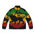 Colorful puffer jacket with lion of judah and reggae music design
